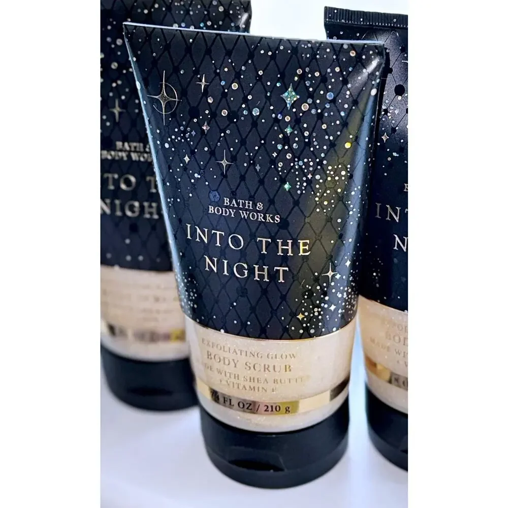 Bath & Body Works 7.4oz Into the Night Exfoliating Glow Body Scrub with Shea x4